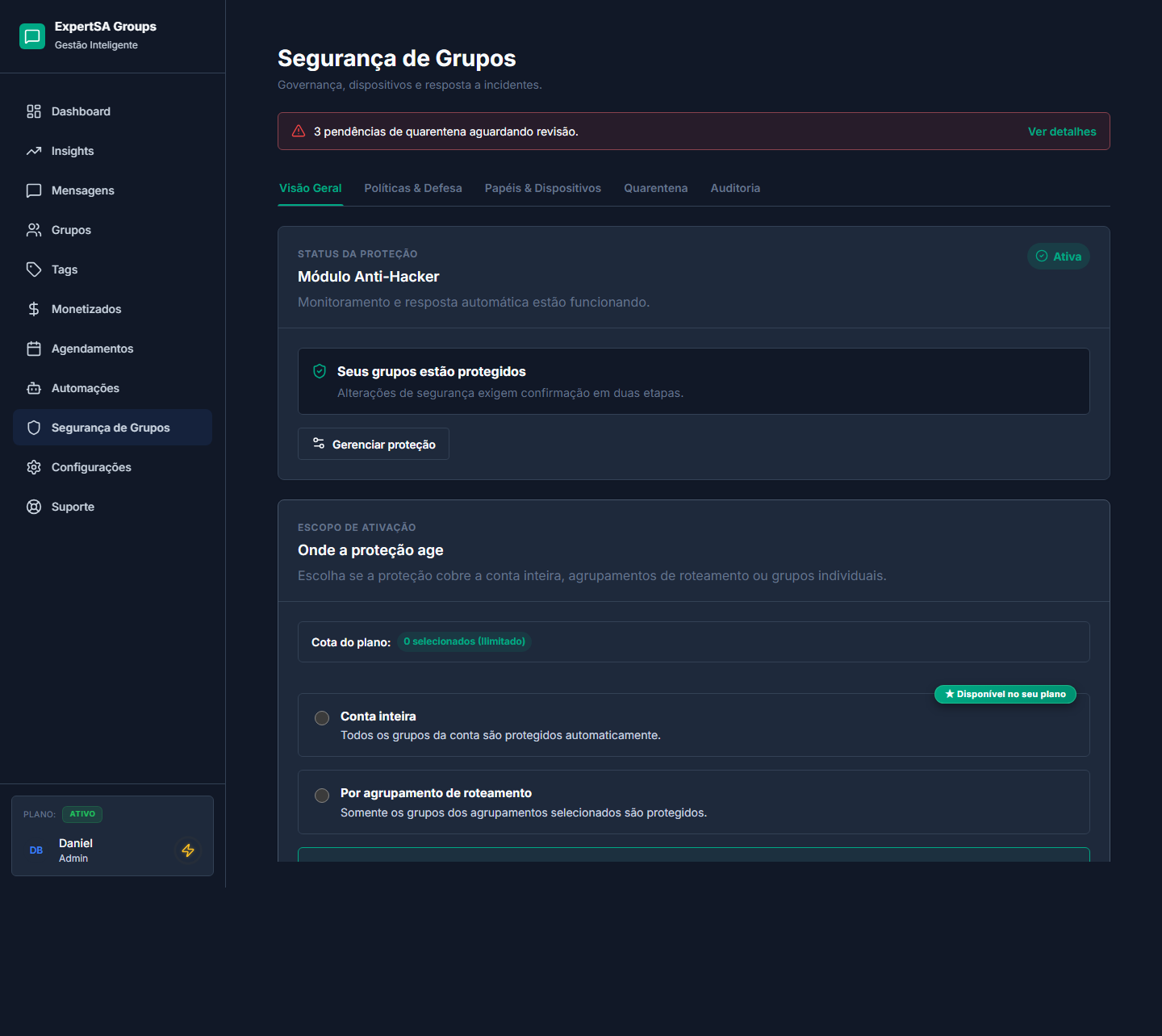 Auditoria ativa do ExpertSA Groups